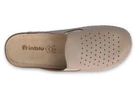 INBLU 158D144 Италианско дамско анатомично сабо от естествена кожа, Бежово