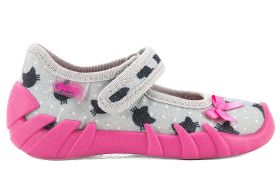 BEFADO SPEEDY 109N247 Бебешки текстилни балерини, Сиви с котенца