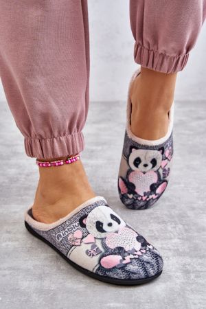 INBLU MUMMY & ME 155D208 Papuci de casa de dama cu urs