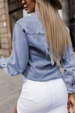 Polka Dot Sheer Puff Sleeve Metallic Knit Top