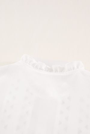 Polka Dot Sheer Puff Sleeve Metallic Knit Top