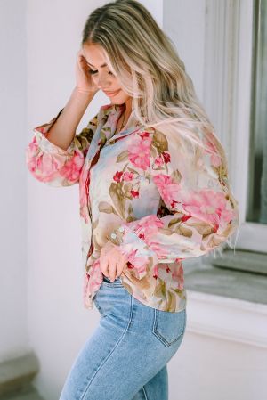 Polka Dot Sheer Puff Sleeve Metallic Knit Top
