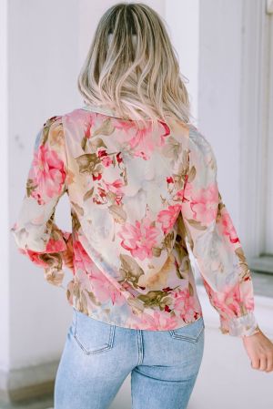 Polka Dot Sheer Puff Sleeve Metallic Knit Top