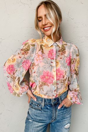 Polka Dot Sheer Puff Sleeve Metallic Knit Top