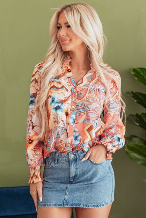 Polka Dot Sheer Puff Sleeve Metallic Knit Top