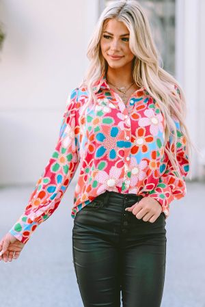 Polka Dot Sheer Puff Sleeve Metallic Knit Top