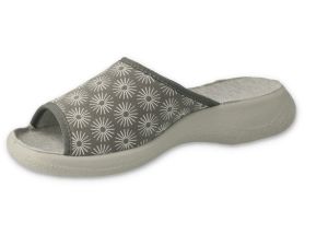 BEFADO OLIVIA 442D197  Полски домашни чехли с отворени пръсти, Сиви на цветя