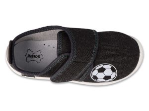 BEFADO SOFTER BAREFOOT 902X042 Детски пантофи с кожена стелка,  Черни