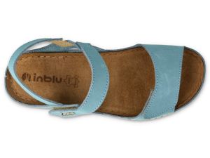 INBLU 158D186 Дамски анатомични сандали от естествена кожа, Светлосини