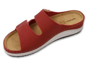 BEFADO HOME & GO 158D303 Кожени дамски чехли с анатомична стелка, Червени