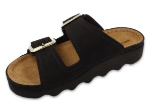 BEFADO HOME & GO 158D299 Кожени дамски чехли с катарами, Черни