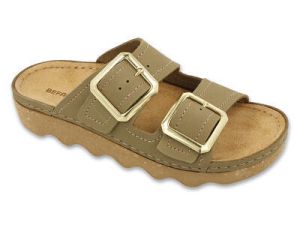 BEFADO HOME & GO 158D300 Кожени дамски чехли с катарами, Резедави