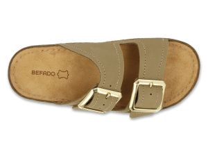 BEFADO HOME & GO 158D300 Кожени дамски чехли с катарами, Резедави